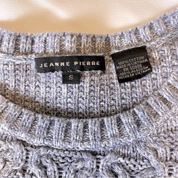 🌷Jeanne Pierre 100% Cotton Bluish Gray Woven Sweater Size Small - Picture 4 of 8